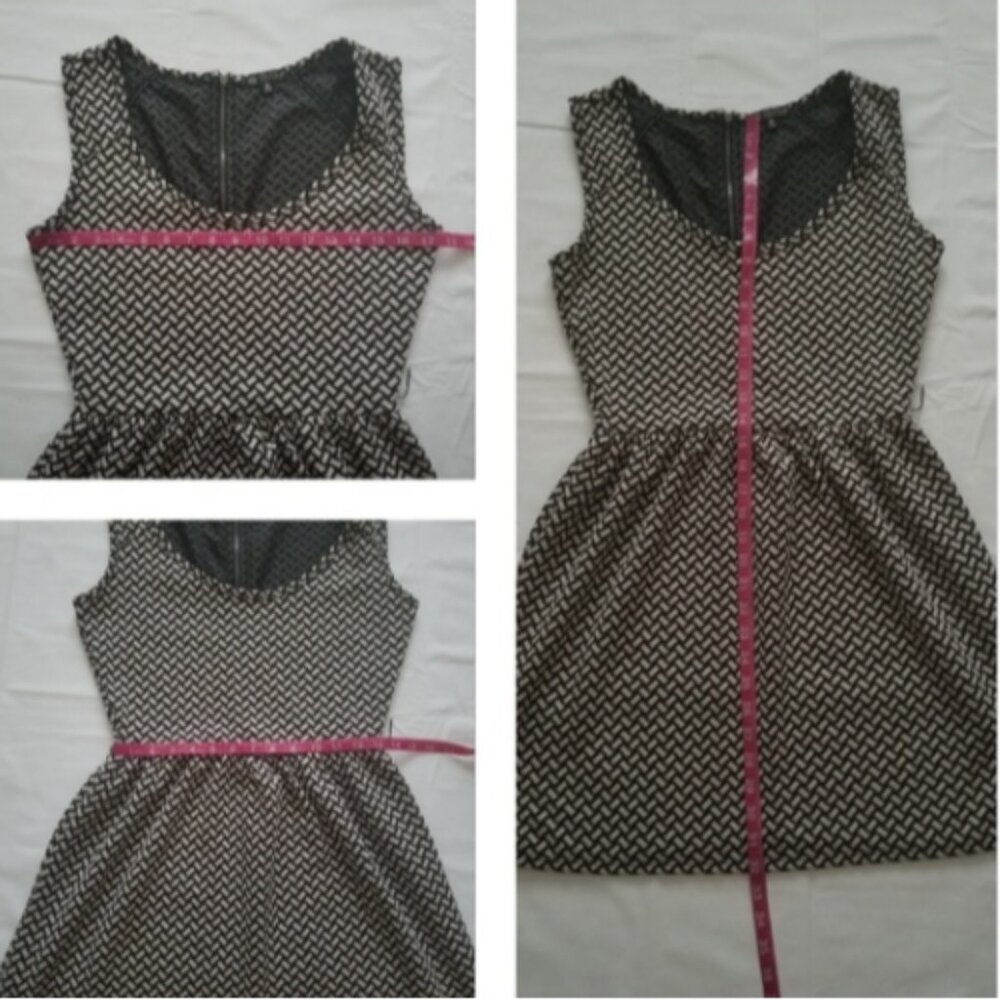 BeBop Women's‎ Black/White Geometric Pattern Sleeveless Skater MIni Dress Medium - Picture 11 of 11